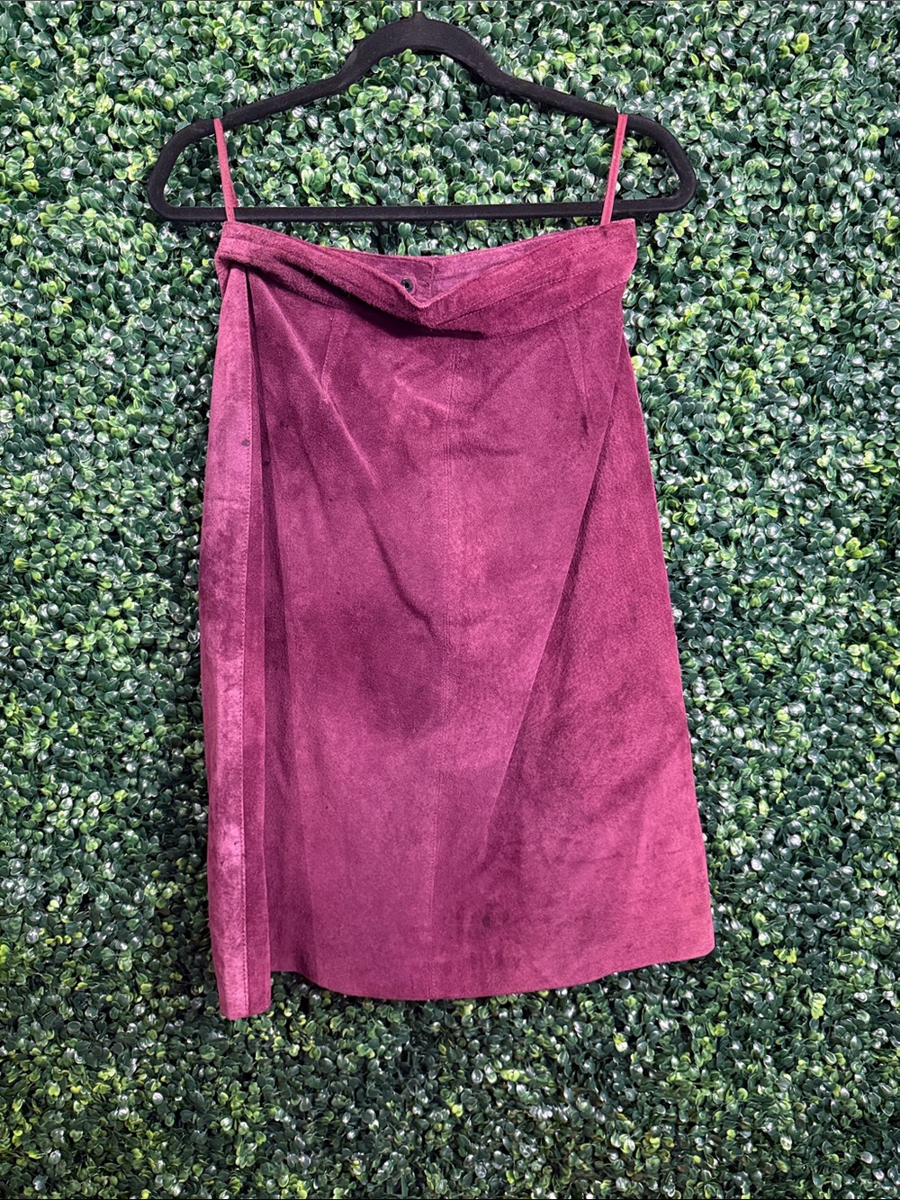 Vintage Suede A-Line Midi Skirt in Plum